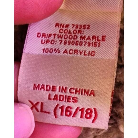 Vintage Y2K American Eagle Xl Chunky Cable Knit Hooded Sweater Driftwood Maple - Picture 5 of 16